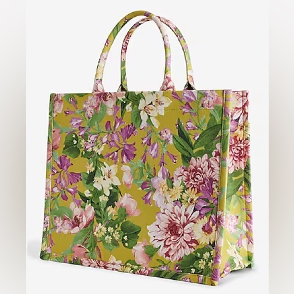 Express Bags Nwt Express Yellow Floral Canvas Tote Bag Poshmark